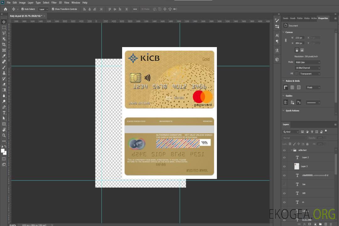 Kirghizistan KICB Bank gold mastercard template